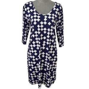 Persifor Size Large Woman’s Kilpatrick Navy & White Sheath Dress